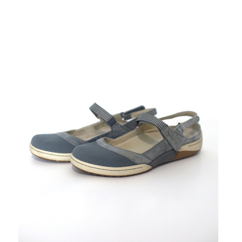 Dansko Elise Mary Jane Flats Blue Mesh Suede Slingback Walking Shoes Womens